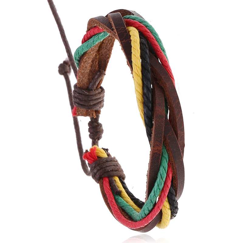 สร้อยข้อมือหนังแท้ถักเชือกทำมื - Ethnic Fashion Pk บทวิจารณ์และราคา