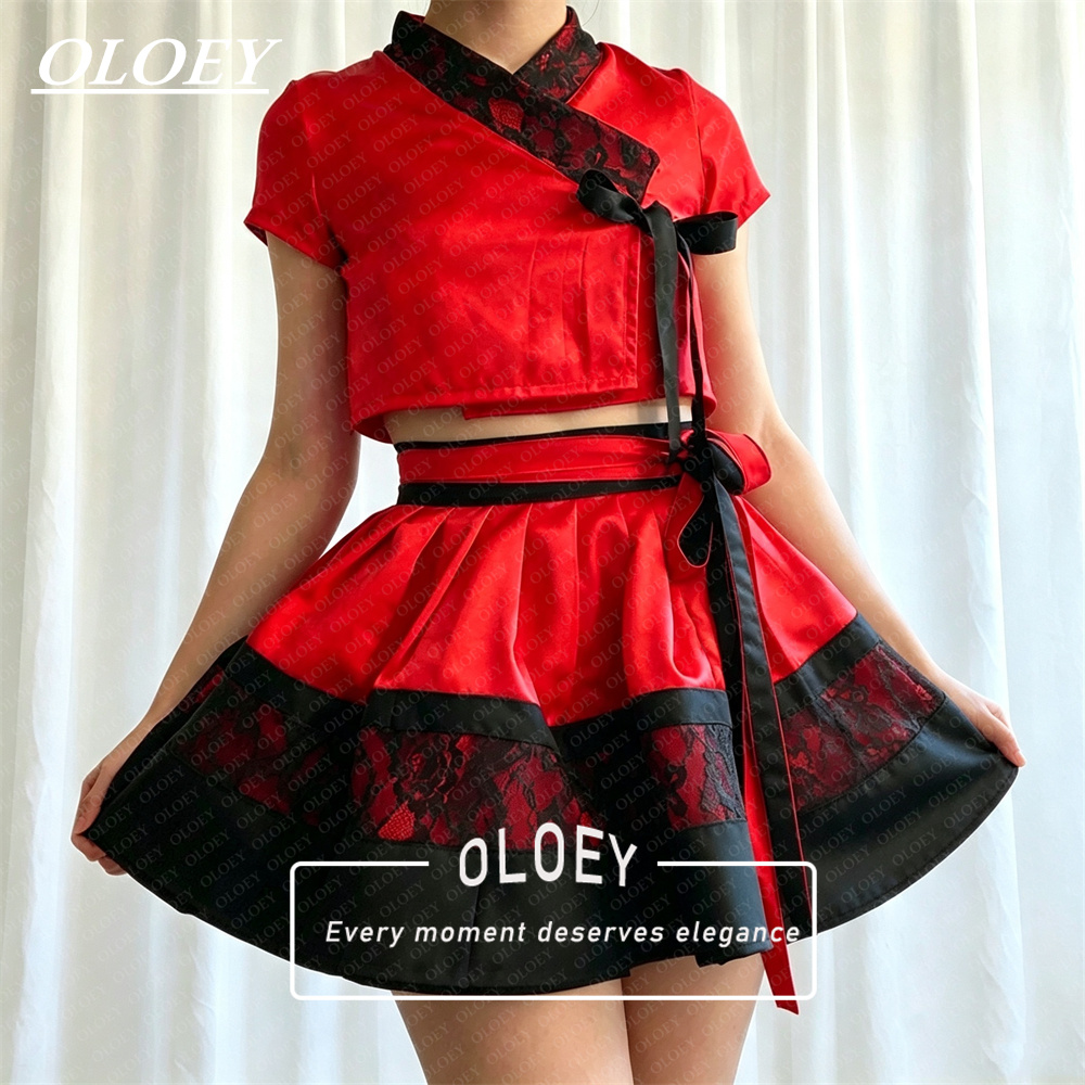 ชุดฮันบกสั้นสีดำแดงสไตล์โมเดิร - Hanbok Modern Set บทวิจารณ์และราคา